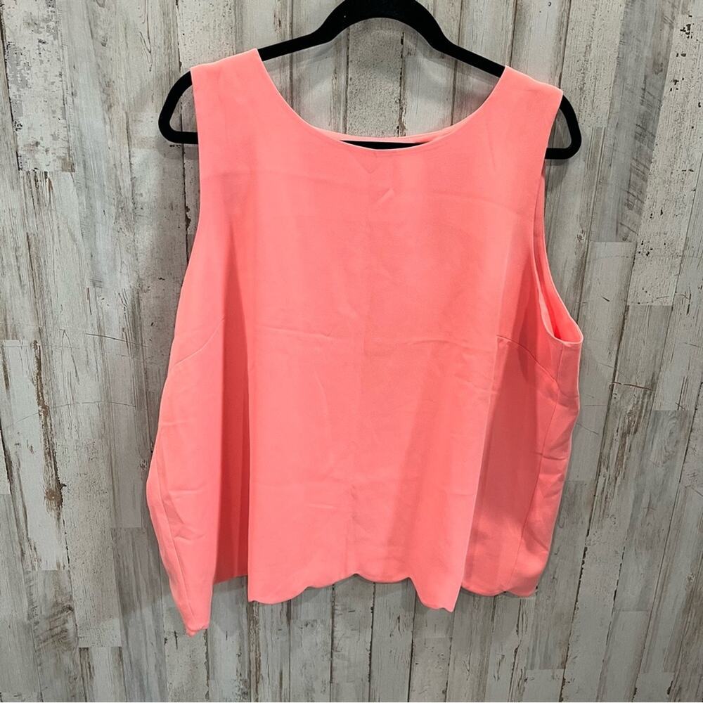 New! JCrew Factory Scalloped-hem top with overlapped back Peach Pink XXL L6780
